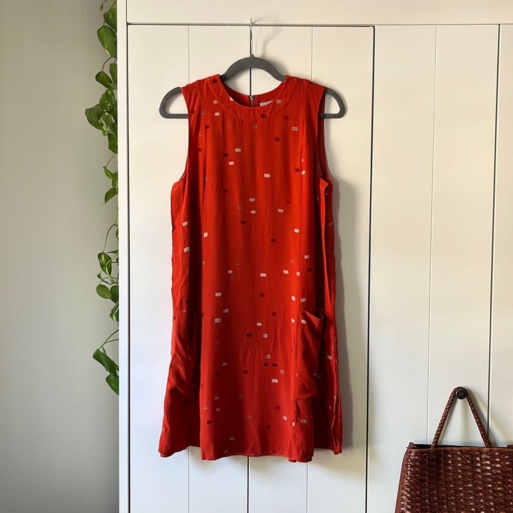Jason Wu red silk paint stroke dress